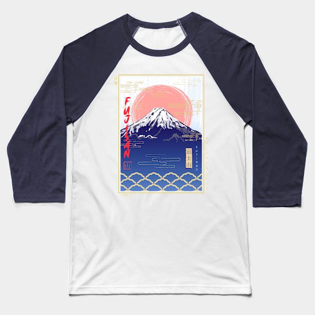 Fujisan Ukiyo-e Baseball T-Shirt by Wimido